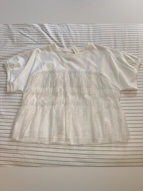 Maeve / Anthropologie White Sparkle Top